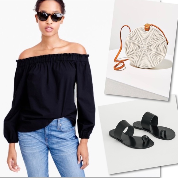 J. Crew Tops - J.CREW BLACK OFF THE SHOULDER TOP SZ 10